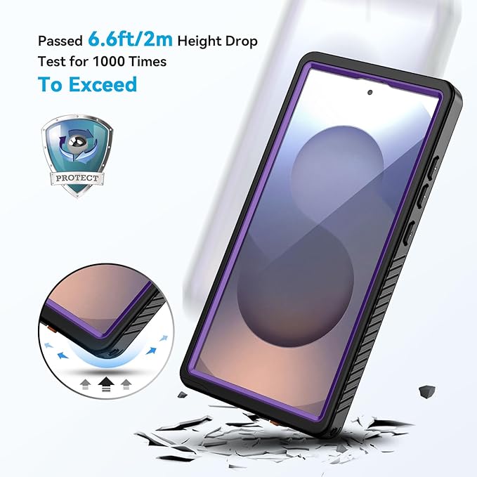 Lanhiem for Samsung Galaxy S25 Ultra Case, IP68 Waterproof Dustproof, Built-in Screen Protector, Rugged Full Body Shockproof Protective Cover for Galaxy S25 Ultra 5G 6.9 Inch, Purple