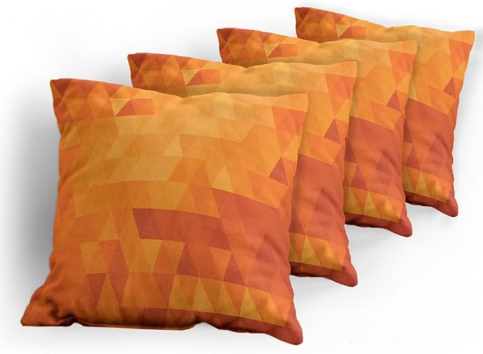 Ambesonne Orange Decorative Throw Pillow Case Pack of 4, Triangle Mosaic Shapes and Patterns with Abstract Digital Pixel Like Effect Print, Cushion Cover for Couch Living Room Car, 16", Burnt Orange