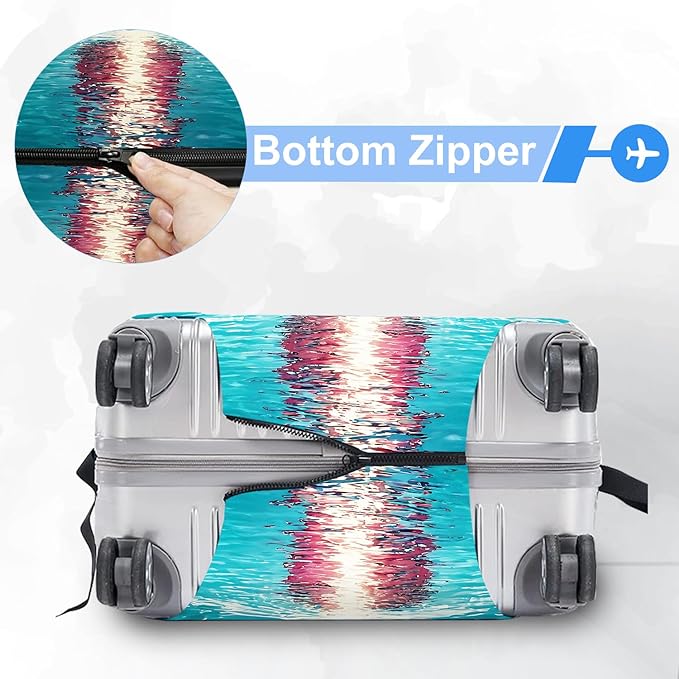 ANNA QUEEN Tropical Travel Flamingo Float Luggage Cover -Stretchable Airplane Suitcase Protector Sleeve,Universal Washable Fit for 32-34 Inch Checked Baggage,Water Resistant Durable Luggage Protector
