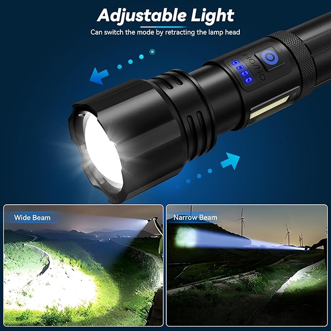 Sigoobal Flashlight LED Rechargeable Flashlights High Lumens, 99,000 LM Super Bright Powerful Flashlight, High Powered Flash Lights Waterproof Handheld Flashlights for Home Camping Hiking(2 Pack)
