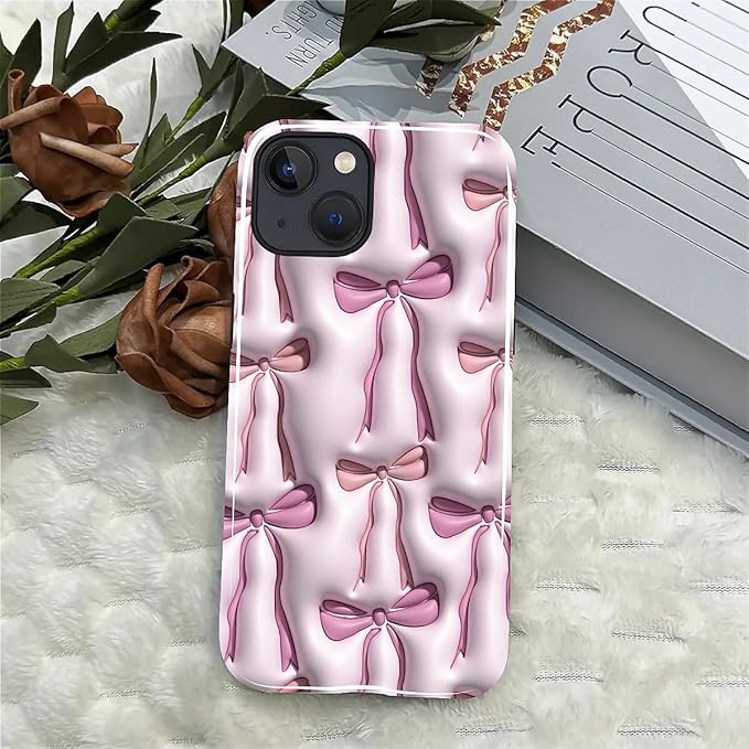 for iPhone 15 Case,HL2 Abstract Ribbons Bows Hybrid 2 Layer Hard Shell Silicone Protective Pattern Design Case