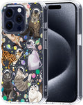 MOSNOVO Case for iPhone 15 Pro, [Buffertech 6.6ft Military-Grade Drop Protection] [Anti Peel Off Tech] Clear TPU Bumper Phone Case Cover Design - Space Cat