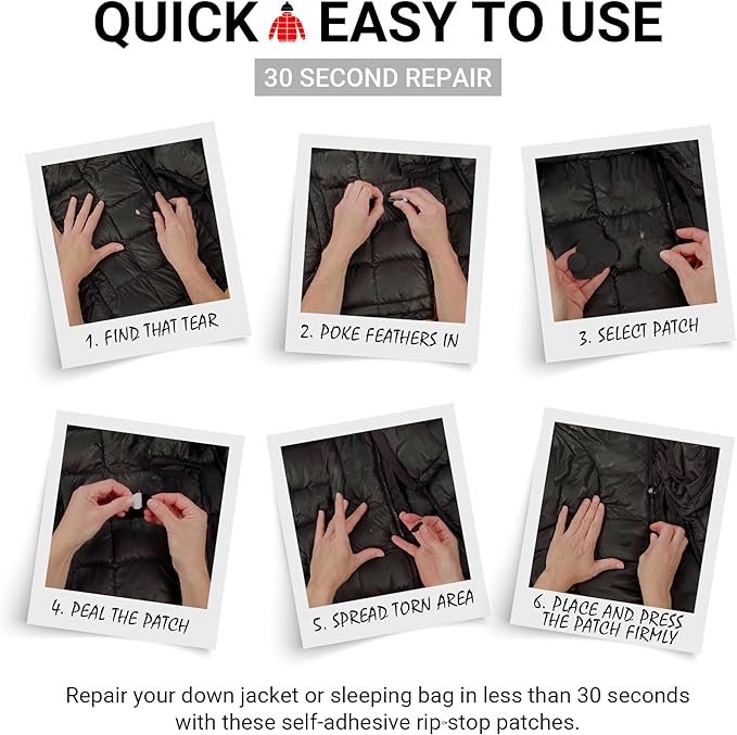Self-Adhesive Waterproof Repair Patch Kit - 30-Second Fix for Down Jackets, Tents, Sleeping Bags, Backpacks, Outdoor and Camping Gear - Pre-Cut Nylon, Multiple Colors (Dark Brown)