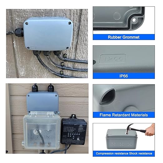 Nineleaf Waterproof Electrical Box,3PK Outdoor Junction Boxes, IP66 External Electrical Project Enclosure Box Grey,7 1/8" x 4 1/2 "x 4" inch(181x111x100 mm), for Outdoor Use