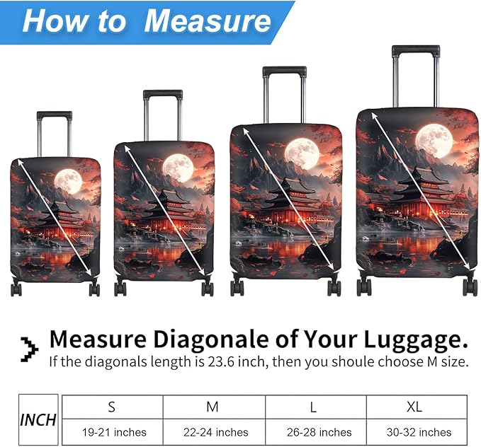 Luggage Cover Protector for 19-20 Inch Suitcases, TSA Approved Elastic Travel Suitcase Covers, Anti-Scratch Washable Luggage Sleeve for Carry On & Checked Bags, Ancient Buildings