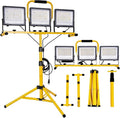 30000 Lumen LED Work Lights with Stand - 3 Adjustable Head Waterproof Foldable Tripod Light, 6500K Daylight (47-68" Height) & 18FT Cord - IP66 Rated for Construction Sites, Garage, Outdoor