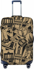 Travel Luggage Cover with World Famous Landmarks Print, Suitcase Protector For Travel (Fits 25-28 Inch Luggage)