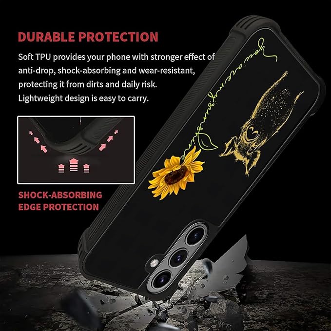 for Samsung Galaxy S26 Case,Graphic Design for Girl Boy Soft Silicone Hard Acrylic Shock Protection Designed for Samsung Galaxy S26 Pig Sunflower Yellow Sunshine Pattern