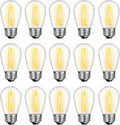 GvvooHome LED S14 Replacement Light Bulbs for Outdoor String Lights, 1W Shatterproof Edison Light Bulbs for Outside Patio Garden, E26 Standard Base, Dimmable, 2200K Warm White, 15 Pack