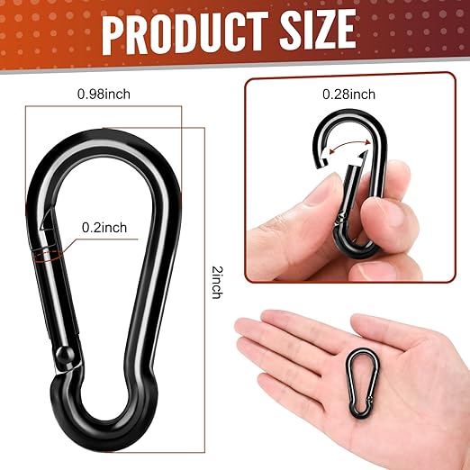 12 Pcs Spring Snap Hooks, 2 Inch Carabiner Clip, Heavy Duty Carabiners Snap Hooks Quick Link for Indoor and Outdoor Activity, Camping, Fishing, Hiking