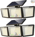 Solar Outdoor Lights Motion Sensor, 2500LM 286 LED Security Flood Lights with Visual Battery & Mode Display, 3 Lighting Modes, IP65 Waterproof 3-Head Wide Angle for Garage, Yard, Patio (2 Pack)
