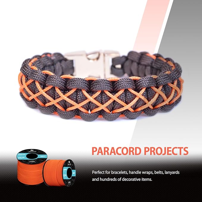 Abma Cord 2.4mm Paracord 275 100ft Nylon Rope 4 Strands Tactical Parachute Cord - Max. 275lbs - Red