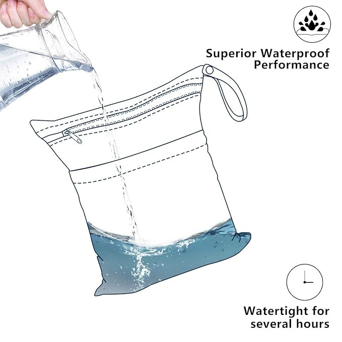 ALVABABY 2pcs Waterproof Wet Dry Bags,Reusable with Two Zippered Pockets,Baby Cloth Diaper,Travel,Beach,Pool,Daycare,Soiled Baby Items,Yoga Gym Bag,Swimsuits or Wet Clothes LW1920