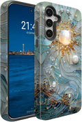 Compatible for Samsung Galaxy S25 FE 5G Case, Dual Layer Heavy Duty 2 in 1 Shockproof Protective Phone Case,Sun Waves Pearl