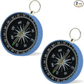 Pocket Compass, 2 Pieces Mini Compass with Key Ring, Suitable for Hiking Survival, Mountaineering Camping, Outdoor Adventure Party Navigation Tools