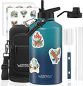 87oz Insulated Water Bottle (Cold for 48 Hrs),BPA Free&Leak Proof,1.5 Gallon Stainless Steel Water Flask,Water Jug with Straw Spout Lids for Gym,Hiking,Camping,Gradient Blue