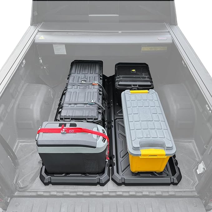 Slide-Out Truck Bed Organizer Tray, Heavy Duty Cargo Storage System with Easy Tailgate Access, Fits Mid-Size Bed Organizer 5'Beds, Durable HDPE Material, No Drilling