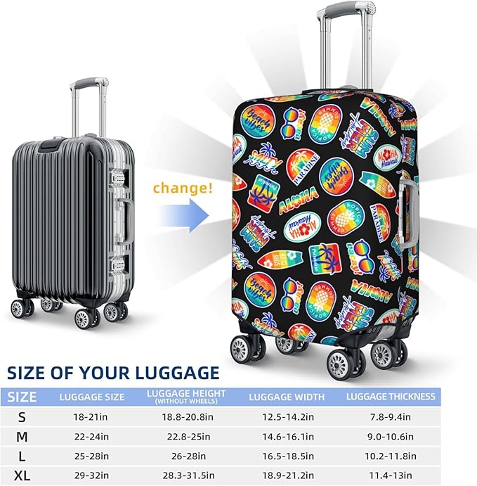 Tropical Vacation Badges Elastic Luggage Cover, Suitcase Protector For Travel (Fits 22-24 Inch Luggage)