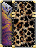 Compatible with iPhone Xs Max Case, Seamless Gold Chain Leopard Luxury Golden Decoration for Girl Women Soft TPU Shockproof Protective Hard PC Back for iPhone Xs Max