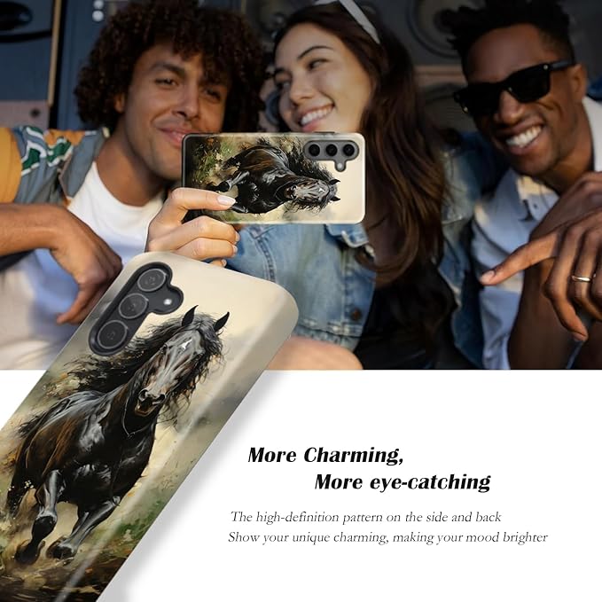 Compatible for Samsung Galaxy S25 Plus 5G Case, Dual Layer Heavy Duty 2 in 1 Shockproof Protective Phone Case,Running Horse