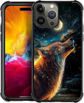 for iPhone 15 Pro Case, Star Cave Hungry Wolf Pattern Graphic Design Girl Boy Soft Silicone Hard Acrylic Shock Protection for iPhone 15 Pro
