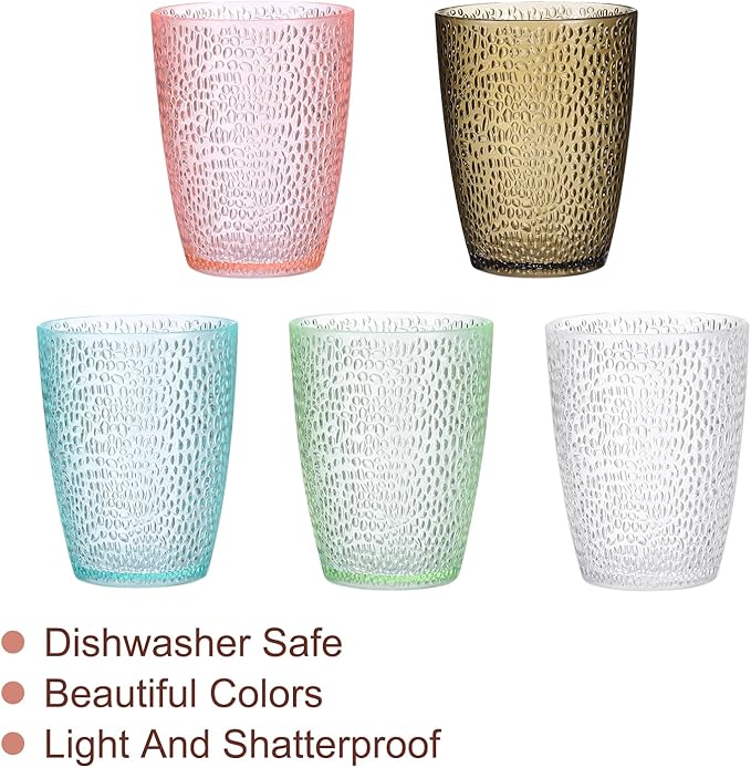 uxcell 10oz Acrylic Drinking Glasses, 4Pcs Plastic Reusable Tumblers Drinkware Unbreakable Water Glasses Cup Stackable & Dishwasher Safe for Home Outdoors Restaurant, Transparent