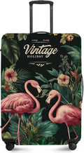 ANNA QUEEN Tropical Pink Flamingos Travel Luggage Cover -Stretchable Airplane Suitcase Protector Sleeve,Universal Washable Fit for 28-30 Inch Checked Baggage,Water Resistant Durable Luggage Protector