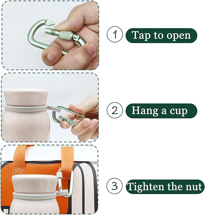 YUCHIYA 8 Pack D-Shape Carabiner Clasp with Screw Gate, 2.2 Inch Mini Keychain Clip Key Chain Buckle, Aluminum Alloy Keyrings Hook for Outdoor Hiking not for Climbing (D with screw, multicolor)