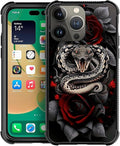 for iPhone 12 Pro Max Case, Entwined Rose Snake Pattern Graphic Design Girl Boy Soft Silicone Hard Acrylic Shock Protection for iPhone 12 Pro Max