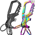 Kivssi Heavy duty metal keychains, Carabiner clip Car key chains,Fashion family keychain bottle opener and 3 Key Rings suitable for men and women.(Black+Multicolor)