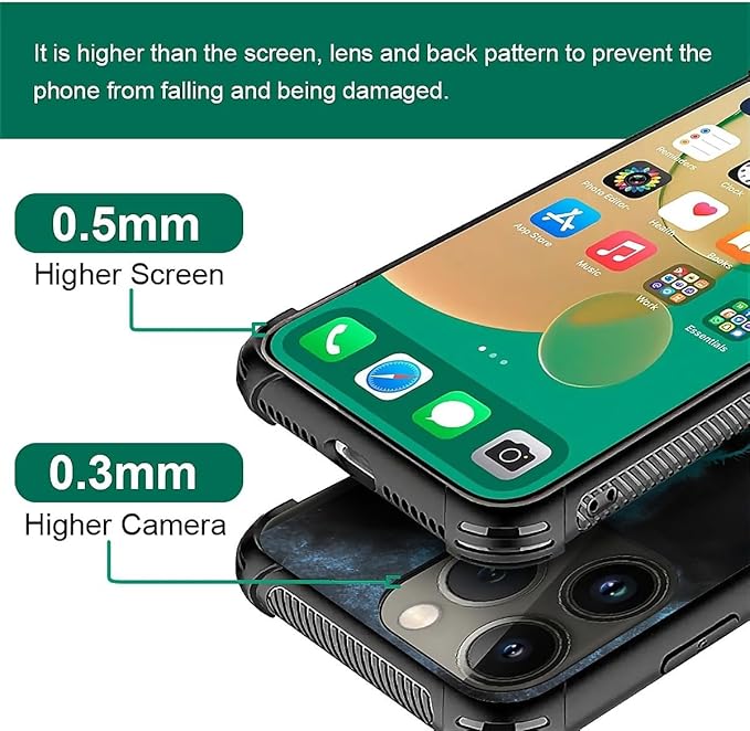 for iPhone 13 Pro Case, Blue Breathing Wolf Pattern Graphic Design Girl Boy Soft Silicone Hard Acrylic Shock Protection for iPhone 13 Pro