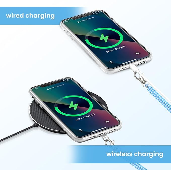 takyu 2PCS Phone Lanyard Tether Strap with 4*Patch and 1*Carabiner for Travel Outdoor Hiking Cycling Climbing Skiing Compatible for iPhone Most Smartphones - White Blue