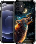 for iPhone 12 Mini Case, Star Cave Hungry Wolf Pattern Graphic Design Girl Boy Soft Silicone Hard Acrylic Shock Protection for iPhone 12 Mini