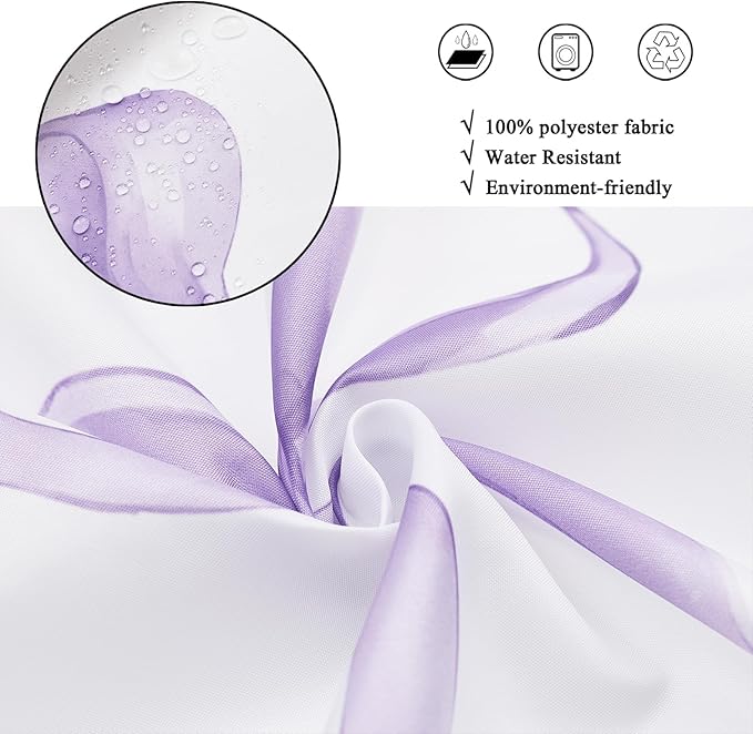 Purple Bow Shower Curtain, Lavender Modern Aesthetic Bowknot with Polka Dot Cute Girly Bathroom Curtain Waterproof Fabric Machine Washable with Hooks, 48" Wx72 L