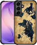for Samsung Galaxy S26 Plus Case,Graphic Design for Girl Boy Soft Silicone Hard Acrylic Shock Protection Designed for Samsung Galaxy S26 Plus Brown World Map Pattern