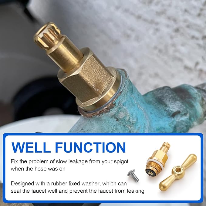 PK1100 Brass Globe Valve Faucet Stem Assy and PP806-15 Broach Sillcock Tee Hose Bibs Handle Compatible with Arrowhead Hose Bibs, Boiler Drains & Sill Faucets