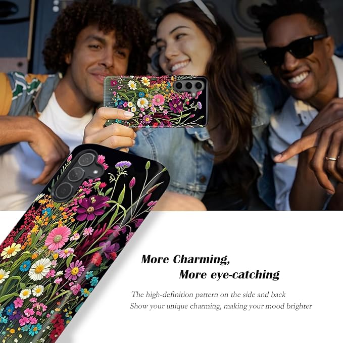 Compatible for Samsung Galaxy S25 Ultra 5G Case, Dual Layer Heavy Duty 2 in 1 Shockproof Protective Phone Case,Beautiful Wildflowers