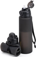TakeToday Collapsible Water Bottles 32oz, Foldable Travel Water Bottle, BPA Free, Silicone Water Bottle Leakproof for Hiking, International Travel, Outdoors