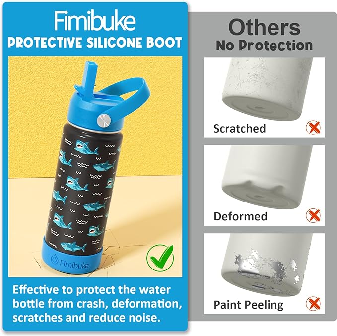 Fimibuke Kids Insulated Water Bottle, 18oz BPA FREE 18/8 Stainless Steel Kids Cup with Straw Travel Tumbler Double Wall Vacuum Leak Proof Toddler Water Bottle for School Boys Girls(1 Pack, Space)
