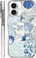 Case for iPhone 16 Plus,[Compatible with MagSafe],Sea Life Ocean Waves Seashell Collage Phone Case Design，for Women Girls Magnetic Clear Cover - Slim, Sleek, & Shockproof Protection