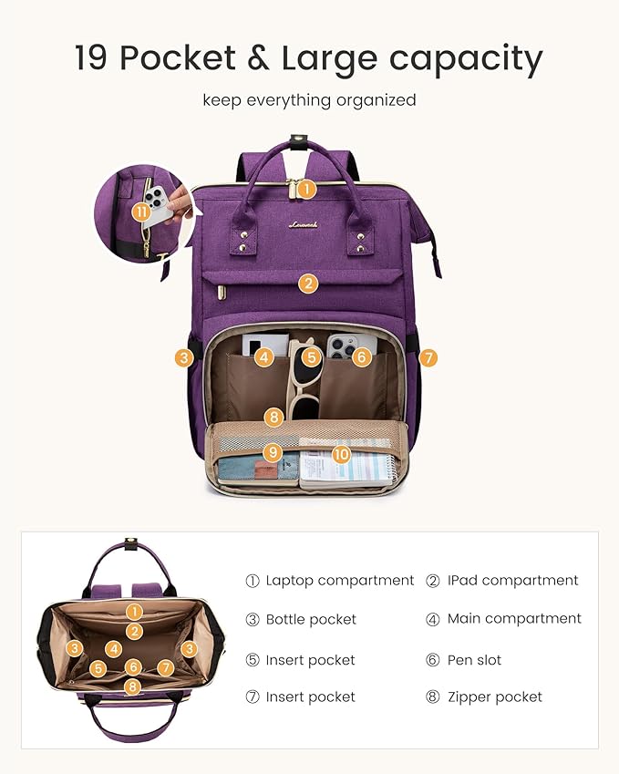 LOVEVOOK Laptop Backpack for Women with Giant Tumbler Holder Pocket,18 inch Waterproof Travel Backpack Purse Computer Laptop Bag,Professional Work College Nurse Teacher Backpack Travel Bag,Bean Green