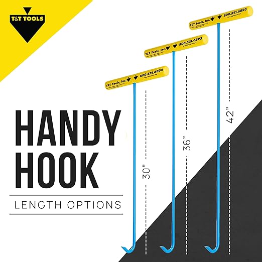T&T Tools Heavy Duty Handy Hook – Portable 36 Inch with 3/8" Round Pump Hook End –Multipurpose Lifting and Pulling Tool for Manhole Covers, Septic Tanks, Storm Drains, Sewer Lids & More –4 Pack