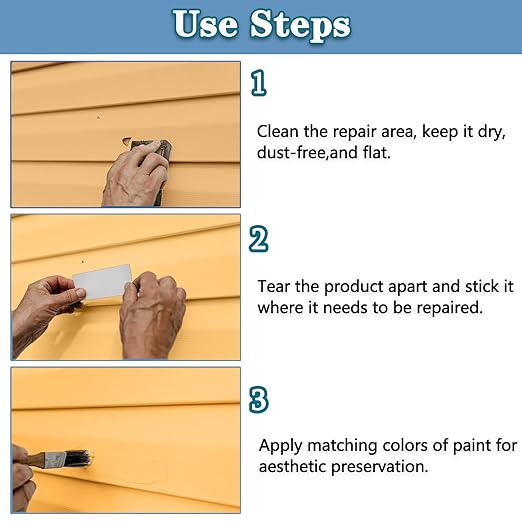 Vinyl Siding Repair Patch Kit, Vinyl Siding Repair Kit Self-Adhesive Vinyl Siding Patch Repair Tape PVC Vinyl Fence Patch Kit for House Vinyl Siding Cover Any Cracks Holes Blemishes - 12 Patches