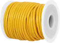 GENIQUE Real/Genuine Round Leather String Cord for Necklace, Bracelets, Jewellery, Braiding (3mm, Yellow)