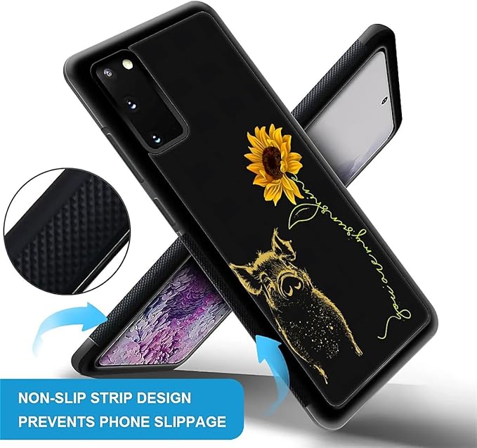 for Samsung Galaxy S20 Case, Pig Sunflower Yellow Sunshine Pattern Graphic Design Girl Boy Soft Silicone Hard Acrylic Shock Protection for Samsung Galaxy S20