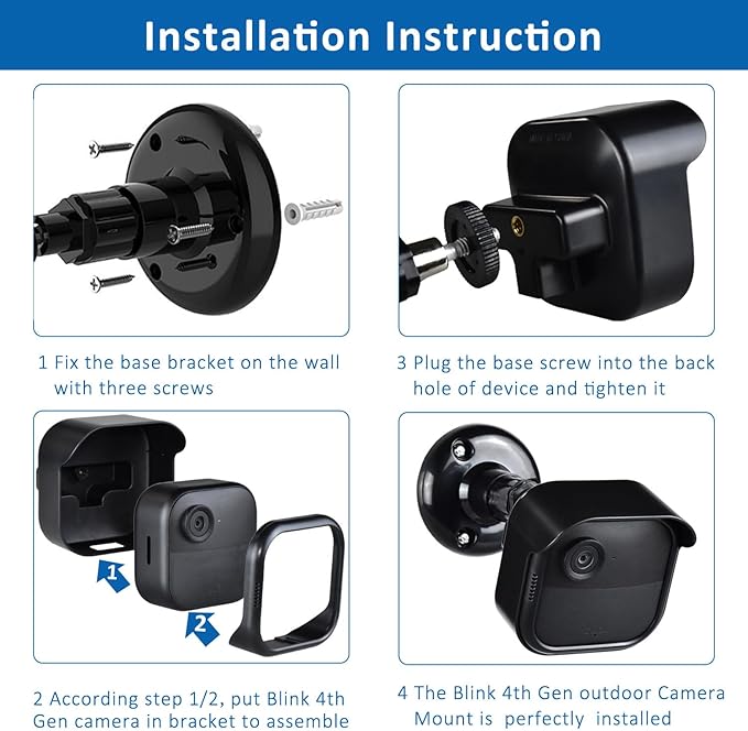 GoHonor All New Blink Outdoor 4th Gen Camera Mounting Brackets,5 Pack Weatherproof Protective Housing and 360 Degree Adjustable with Sync Module Wall Mount (Blink Camera is Not Included)