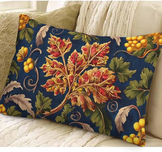 EKOBLA Paisley Floral Pattern Throw Pillow Case Cushion Cover Flowers Plant Intricate Twig Leaves Farmhouse Decorative Pillow Cases Cotton Linen 12x20 Inch Cushion Cover for Sofa Couch Decoration