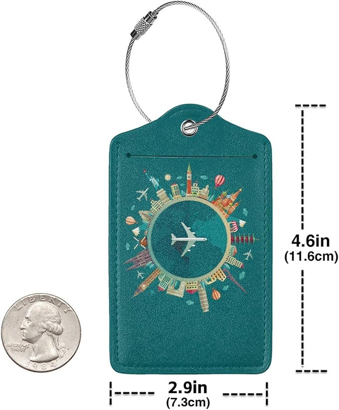 World Travel Luggage Covers and Luggage Tags Tsa Approved, Elastic Washable Fashionable Anti-Scratch Protector, Birthday Gifts for Men Women (M 22-25 Inch Luggage)