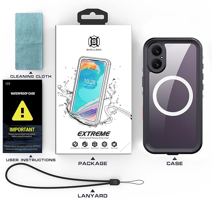 Waterproof Case for iPhone 17 Pro Max – IP68 Submersible Shield with Built-in Screen Protector, Shockproof Military-Grade Armor, Full-Body Heavy-Duty Protection, (Black)