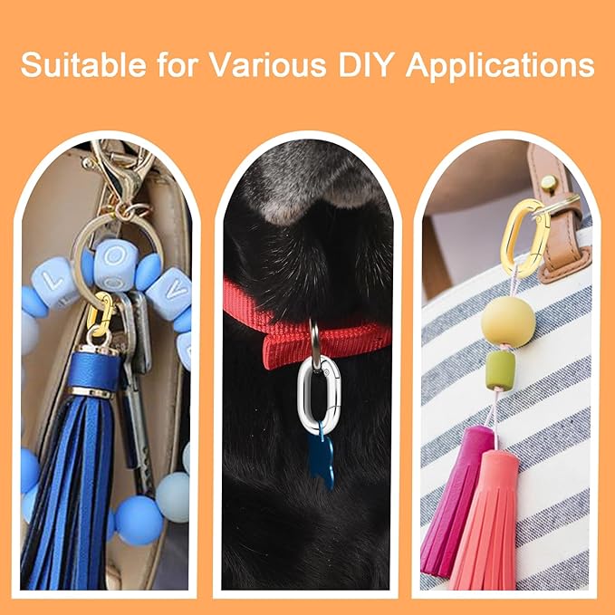 10Pack 5/8 Inch Small Oval Carabiner, Metal Spring Tiny Carabiner Clips for Paracord Keychain Lanyard, Car Key Rings, Dog Tag Clip, Pets Collar Buckles, Purse Keychain Replacement (Silver)